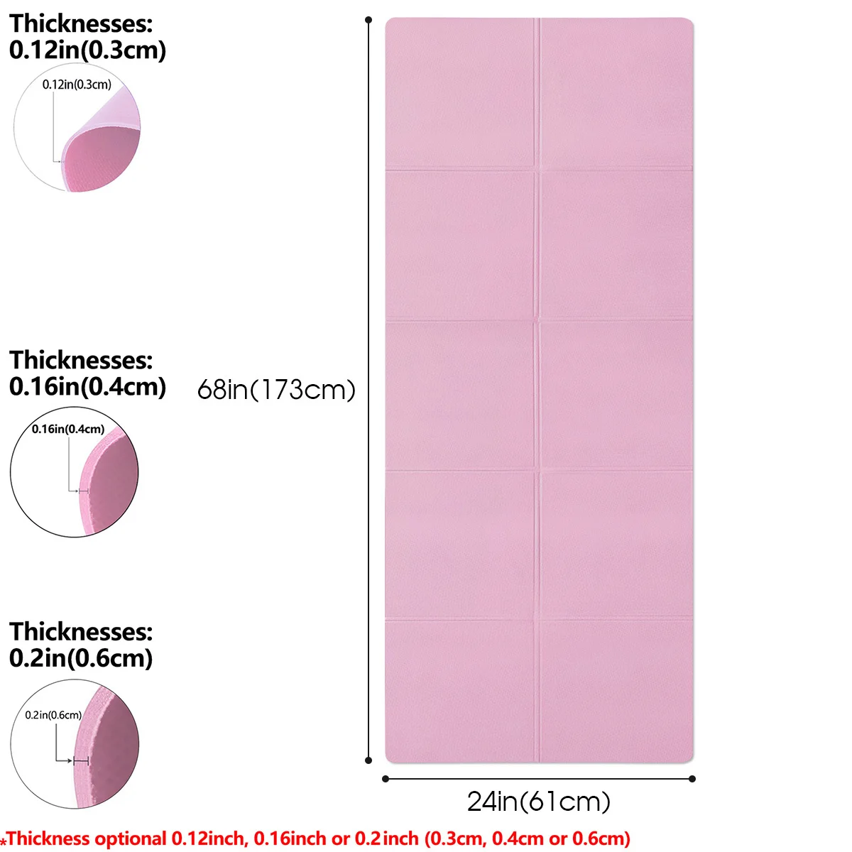 3/4/6MM Foldable Travel Yoga Mat