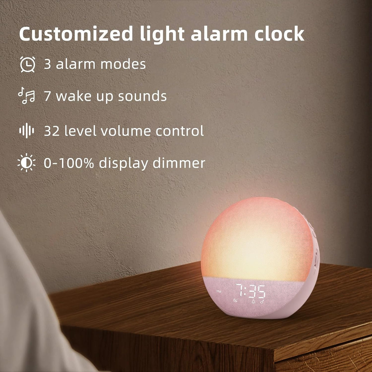 12 Colors, 25 Sounds Sunrise Alarm Clock 