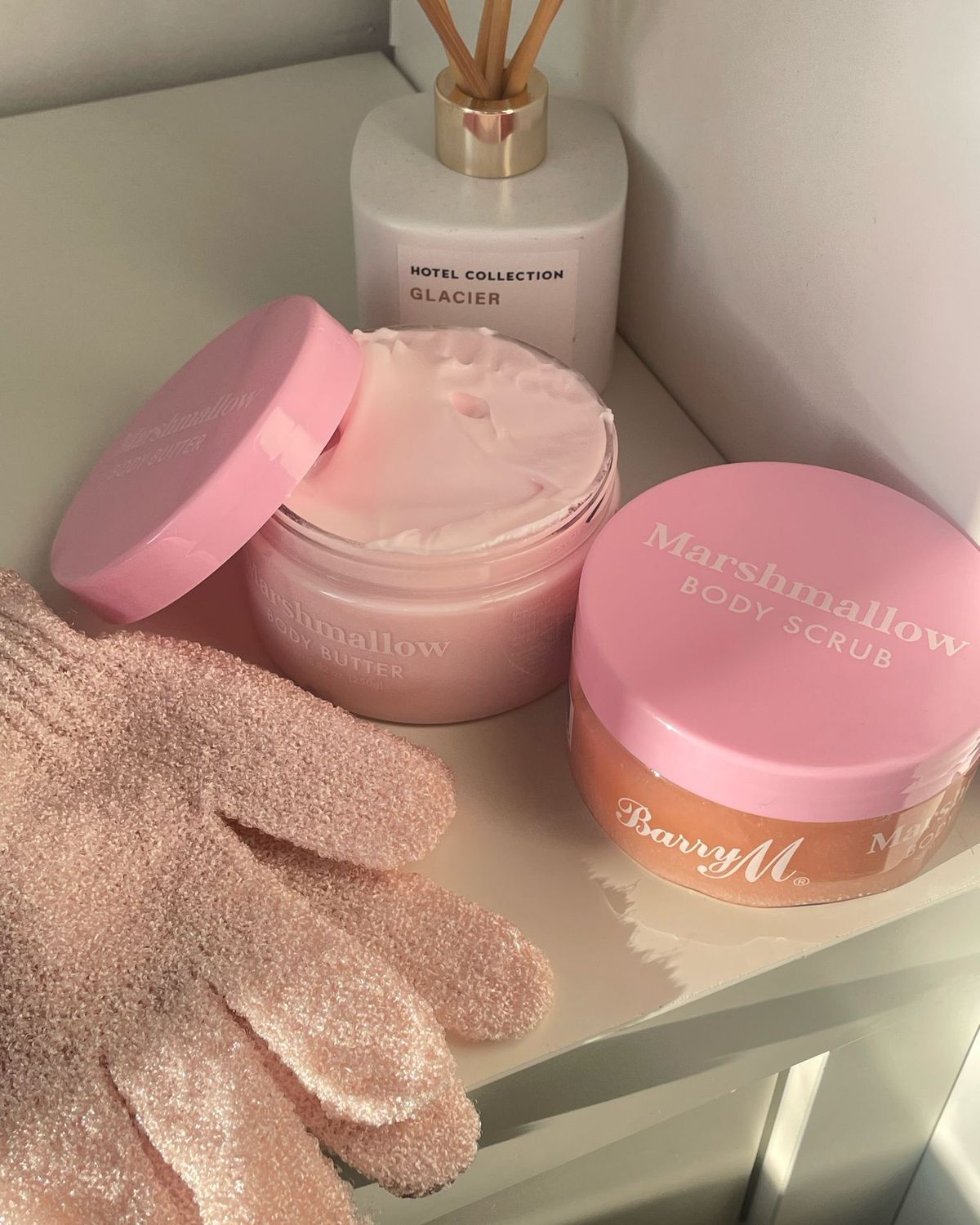 Pink Exfoliating Mitts