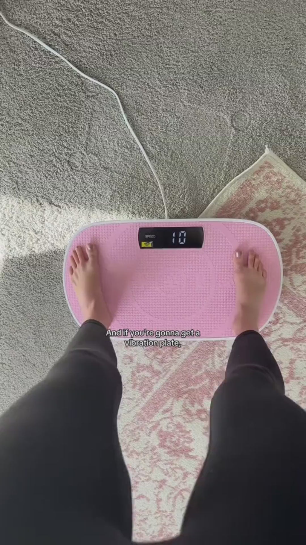 Vibration plate in use: grip mat, display and remote